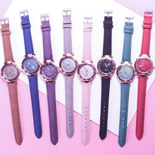 Load image into Gallery viewer, Shiny Luxury Student Watch Womens Star Quartz Watch Fashion Casual Womens Watch Bracelet Set Dial Woman Children Set Bracelet Watch Leather Band Luxury Quartz Watches