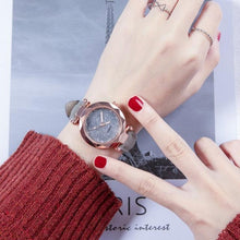 Load image into Gallery viewer, Shiny Luxury Student Watch Womens Star Quartz Watch Fashion Casual Womens Watch Bracelet Set Dial Woman Children Set Bracelet Watch Leather Band Luxury Quartz Watches