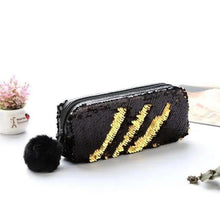 Load image into Gallery viewer, Shiny Reversible Girls Pencil Case Glitter Design Double Color Zipper Make Up Bag Stationery Case For Students