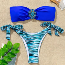 Load image into Gallery viewer, Shiny Rhinestone Strapless Bikini Female Women 2PCS Shiny Diamond Bikini Set Bra Swimsuit Bathing Suit Swimsuit Women Swimwear Two-pieces Luxury Bikini Set Bather Bathing Suit Swimwear