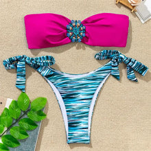 Load image into Gallery viewer, Shiny Rhinestone Strapless Bikini Female Women 2PCS Shiny Diamond Bikini Set Bra Swimsuit Bathing Suit Swimsuit Women Swimwear Two-pieces Luxury Bikini Set Bather Bathing Suit Swimwear