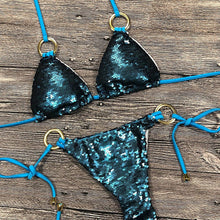 Load image into Gallery viewer, Shiny Solid Bikini Swimsuit Halter Swimwear Bathing Suit Women Bling Sequin Bikini Set Beach Wear Women Shiny Bikini Micro String Two Pieces Swimsuit Female Summer Swimwear
