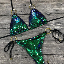 Load image into Gallery viewer, Shiny Solid Bikini Swimsuit Halter Swimwear Bathing Suit Women Bling Sequin Bikini Set Beach Wear Women Shiny Bikini Micro String Two Pieces Swimsuit Female Summer Swimwear