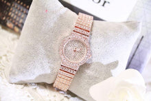 Load image into Gallery viewer, Shiny Women Watches Luxury Small Dial Rose Gold Watches Ladies Stainless Steel Iced Out Watch With Quartz Movement Crystal Rhinestone Diamond Watches For Women Stainless Steel Elegant Women Wristwatch