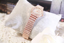 Load image into Gallery viewer, Shiny Women Watches Luxury Small Dial Rose Gold Watches Ladies Stainless Steel Iced Out Watch With Quartz Movement Crystal Rhinestone Diamond Watches For Women Stainless Steel Elegant Women Wristwatch