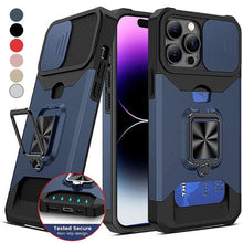 Load image into Gallery viewer, Shockproof Camera Cover & Kickstand Heavy Duty Protective Case Suitable For iPhone 14 Pro Max Card Push Anti-fall Mobile Phone Case iPhone 13 12 11 Pro Max Ring Protective Cover