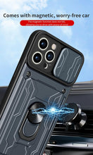 Load image into Gallery viewer, Shockproof Case for iPhone 13 12 11 Pro Max With Card Slot Ring Stand Camera Protection Phone Cover for iPhone XR XS Max Removable Card Holder Ring Holder Shockproof Protection Cover