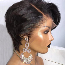 Load image into Gallery viewer, Short Bob Wig Pixie Cut Wig Straight Human Hair Wigs T Part Transparent Lace Wig For Women Pre plucked Hairline Human Hair Wig For Black Women Gifts for Girlfriends