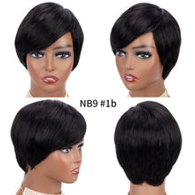 Load image into Gallery viewer, Short Pixie Cut Wig Human Hair Wigs Straight Bob Wigs With Bangs Full Machine Human Hair Wig for Black Women Black & Ombre Wigs For Black Women Gifts for Girlfriends