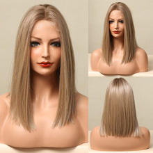 Load image into Gallery viewer, Short Straight Lace Front Synthetic Wigs Blonde Shoulder Length Natural Wigs Daily Cosplay Party Wigs for Women Wigs For Black Women Wigs For Cosplay