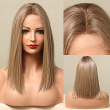 Load image into Gallery viewer, Short Straight Lace Front Synthetic Wigs Blonde Shoulder Length Natural Wigs Daily Cosplay Party Wigs for Women Wigs For Black Women Wigs For Cosplay