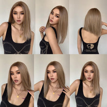 Load image into Gallery viewer, Short Straight Lace Front Synthetic Wigs Blonde Shoulder Length Natural Wigs Daily Cosplay Party Wigs for Women Wigs For Black Women Wigs For Cosplay