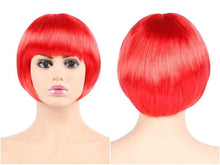 Load image into Gallery viewer, Short Straight Synthetic Blonde Pink Red Black Brown Blue 10" Bob Wigs with Bangs for Women Halloween Cosplay Party For Black Women Gifts for Girlfriends