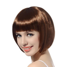 Load image into Gallery viewer, Short Straight Synthetic Blonde Pink Red Black Brown Blue 10" Bob Wigs with Bangs for Women Halloween Cosplay Party For Black Women Gifts for Girlfriends
