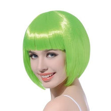 Load image into Gallery viewer, Short Straight Synthetic Blonde Pink Red Black Brown Blue 10" Bob Wigs with Bangs for Women Halloween Cosplay Party For Black Women Gifts for Girlfriends