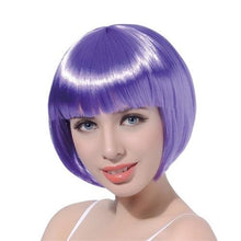 Load image into Gallery viewer, Short Straight Synthetic Blonde Pink Red Black Brown Blue 10" Bob Wigs with Bangs for Women Halloween Cosplay Party For Black Women Gifts for Girlfriends