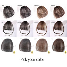 Load image into Gallery viewer, Short Synthetic Bangs Heat Resistant Hairpieces Hair Women Natural Short Fake Hair Air Bangs Hair Clips For Extensions Natural Flat Neat Bangs With Temples For Women One Piece Hairpiece