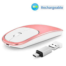 Load image into Gallery viewer, Silent White Slim 2.4G Wireless Rechargeable USB Portable Mouse Ultra Thin 1600DPI Noiseless Ergonomic Mice For Laptop