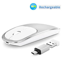 Load image into Gallery viewer, Silent White Slim 2.4G Wireless Rechargeable USB Portable Mouse Ultra Thin 1600DPI Noiseless Ergonomic Mice For Laptop