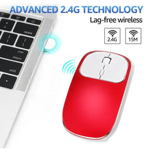 Load image into Gallery viewer, Silent White Slim 2.4G Wireless Rechargeable USB Portable Mouse Ultra Thin 1600DPI Noiseless Ergonomic Mice For Laptop