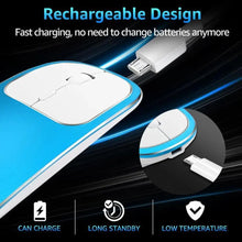 Load image into Gallery viewer, Silent White Slim 2.4G Wireless Rechargeable USB Portable Mouse Ultra Thin 1600DPI Noiseless Ergonomic Mice For Laptop