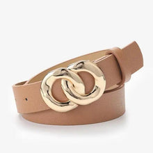 Load image into Gallery viewer, Simple Double Round Buckle PU Leather Waist Strap Vintage Design Double O-Ring Buckle Women Leather Belt For Jeans And Dresses