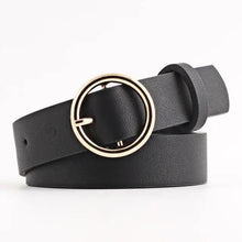 Load image into Gallery viewer, Simple Double Round Buckle PU Leather Waist Strap Vintage Design Double O-Ring Buckle Women Leather Belt For Jeans And Dresses