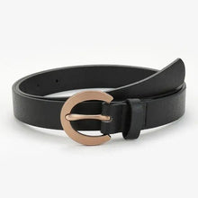 Load image into Gallery viewer, Simple Double Round Buckle PU Leather Waist Strap Vintage Design Double O-Ring Buckle Women Leather Belt For Jeans And Dresses