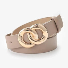 Load image into Gallery viewer, Simple Double Round Buckle PU Leather Waist Strap Vintage Design Double O-Ring Buckle Women Leather Belt For Jeans And Dresses