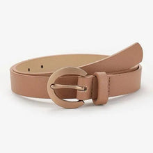 Load image into Gallery viewer, Simple Double Round Buckle PU Leather Waist Strap Vintage Design Double O-Ring Buckle Women Leather Belt For Jeans And Dresses