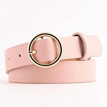 Load image into Gallery viewer, Simple Double Round Buckle PU Leather Waist Strap Vintage Design Double O-Ring Buckle Women Leather Belt For Jeans And Dresses