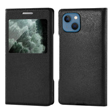 Load image into Gallery viewer, Simple Flip Ultra Thin Window Cover Leather Phone Case For iPhone 14 13 12 11 Pro Mini Luxury Leather Wallet Case Flip Cover Classic Simple iphone case