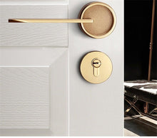 Load image into Gallery viewer, Simple Golden Split Lock Zinc Alloy Indoor Wooden Door Lock Magnetic Mute Bedroom Door Lock Universal Handle Lock Key Pin For Bedroom Bathroom Interior Privacy Door