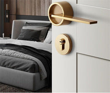 Load image into Gallery viewer, Simple Golden Split Lock Zinc Alloy Indoor Wooden Door Lock Magnetic Mute Bedroom Door Lock Universal Handle Lock Key Pin For Bedroom Bathroom Interior Privacy Door