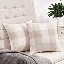 Load image into Gallery viewer, Simple Plaid Linen Pillow Case Invisible Zipper Household Hugging Pillow Case Decorative Retro Plaids Linen Throw Pillow Covers Soft Soild Decorative Cushion Case For Sofa Bedroom Pillow Case 45x4CM