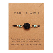 Load image into Gallery viewer, Simple Stone Charm Bracelet Colorful Black Red String Braided Couple Bracelets Wish Card Jewelry Handmade Woven Thread Rope String Nature Stone Beads Charm Bracelet Cuff Bangles With Message Card 18-30cm