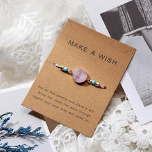 Load image into Gallery viewer, Simple Stone Charm Bracelet Colorful Black Red String Braided Couple Bracelets Wish Card Jewelry Handmade Woven Thread Rope String Nature Stone Beads Charm Bracelet Cuff Bangles With Message Card 18-30cm
