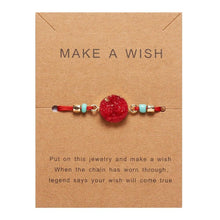 Load image into Gallery viewer, Simple Stone Charm Bracelet Colorful Black Red String Braided Couple Bracelets Wish Card Jewelry Handmade Woven Thread Rope String Nature Stone Beads Charm Bracelet Cuff Bangles With Message Card 18-30cm