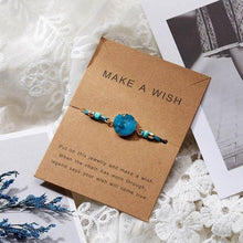 Load image into Gallery viewer, Simple Stone Charm Bracelet Colorful Black Red String Braided Couple Bracelets Wish Card Jewelry Handmade Woven Thread Rope String Nature Stone Beads Charm Bracelet Cuff Bangles With Message Card 18-30cm