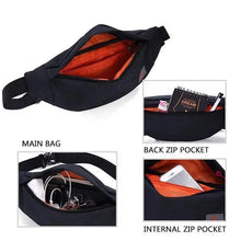 Load image into Gallery viewer, Simple Style Fanny Pack for Running Cycling Workout Men Women Waist Pouch Bag Black Classic Women Belt Bag Pouch For Money Phone Black Bum Hip Bag