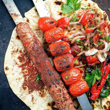 Load image into Gallery viewer, Single Row Kebab Maker BBQ Meat Skewer Machine Kebab Press Maker Reusable Plastic BBQ Skewer Maker Kebab Preparation BBQ Tool Barbecue Skewers Kebab Maker Simple Operation Barbecue Tool for Outdoor Grilling Barbecue