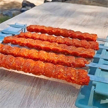 Load image into Gallery viewer, Single Row Kebab Maker BBQ Meat Skewer Machine Kebab Press Maker Reusable Plastic BBQ Skewer Maker Kebab Preparation BBQ Tool Barbecue Skewers Kebab Maker Simple Operation Barbecue Tool for Outdoor Grilling Barbecue