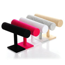 Load image into Gallery viewer, Single Tier Velvet Bracelet Chain Watch T-Bar Rack Jewelry Hard Display Stand Holder Jewelry Organizer High Quality Display Stand Jewelry Display Stand Pendant Jewelry Holder For Watch Bracelets