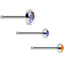 Load image into Gallery viewer, 20G Licensed NFL Denver Broncos Logo Nose Bone 3 Pack Set