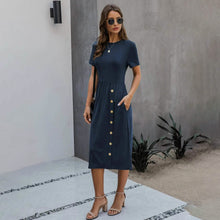 Load image into Gallery viewer, Slant Pocket Button Detail Dress