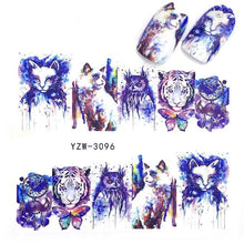 Load image into Gallery viewer, Sliders For Nails Winter Nail Stickers Elk Wolf Animal Sticker Figure Art Transfer Flowers Butterflies Watermark Water Slider Art Nail Stickers Sexy Girl Designs Comics Water Transfer Decals Manicure Lips Nail Art Decorations Slider Nail Art Stickers
