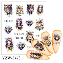 Load image into Gallery viewer, Sliders For Nails Winter Nail Stickers Elk Wolf Animal Sticker Figure Art Transfer Flowers Butterflies Watermark Water Slider Art Nail Stickers Sexy Girl Designs Comics Water Transfer Decals Manicure Lips Nail Art Decorations Slider Nail Art Stickers