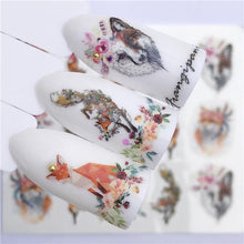 Load image into Gallery viewer, Sliders For Nails Winter Nail Stickers Elk Wolf Animal Sticker Figure Art Transfer Flowers Butterflies Watermark Water Slider Art Nail Stickers Sexy Girl Designs Comics Water Transfer Decals Manicure Lips Nail Art Decorations Slider Nail Art Stickers