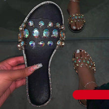 Load image into Gallery viewer, Slides Women Flip Flops Shoes Slippers Rhinestones Sandals Slide Diamond Slipper Slide Open Toe Flat Sandals With Clear Rhinestone Flip Flops Fashion Casual Slip On Party Shoes