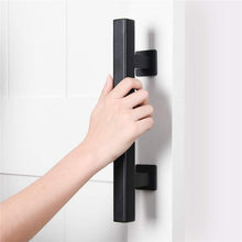 Load image into Gallery viewer, Sliding Barn Door Handle Pull Cabinet Flush Hardware Set Wood Door Handle Interior Door Furniture Handle Hardware Sliding Barn Door Pull Handle with Flush Hardware Set Heavy Duty Solid Square Rustic Style Black Powder Coated Finish